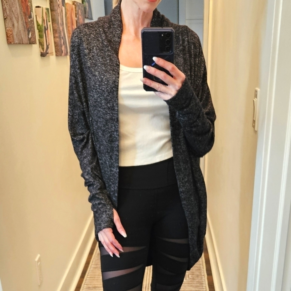 Athleta Heatheres Gray Open-Front Cardigan - Size Small